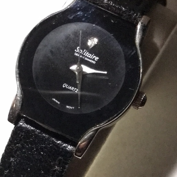 Solitaire wrist watch with genuine diamond